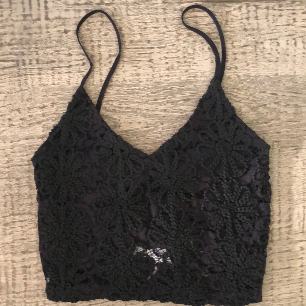 NWT Zara Black Lace Crop Top Small